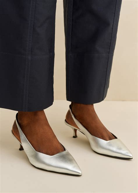 metallic fabric pumps|metallic kitten heel pumps.